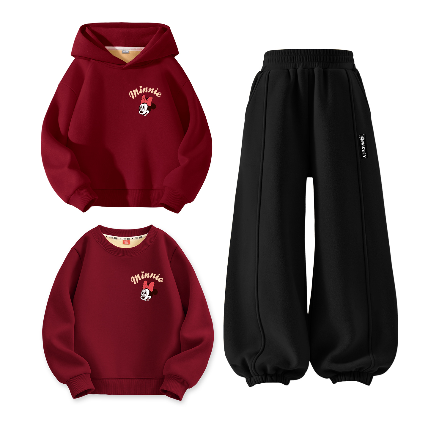 Детский костюм Tang с круглым вырезом и толстым воротником Disney, [thickened and fleece-lined]dihe look бордовый+di joy k черный+dihe look бордовый — фото 3