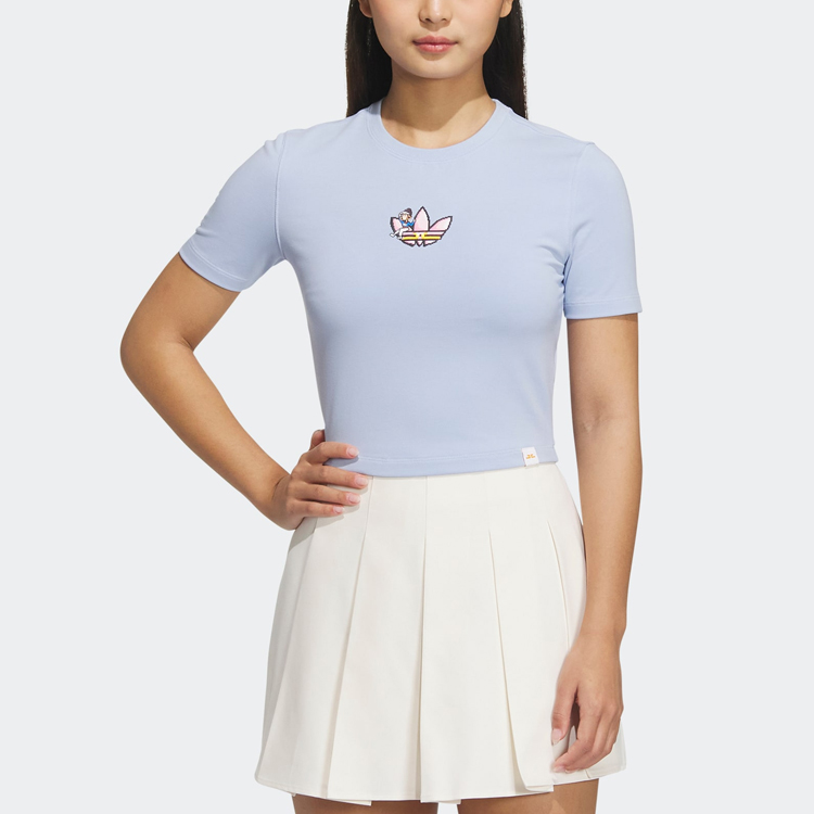Monkey Kingdom майки-кроп женщины голубой Adidas Originals, светло-розовый/синий — фото 4