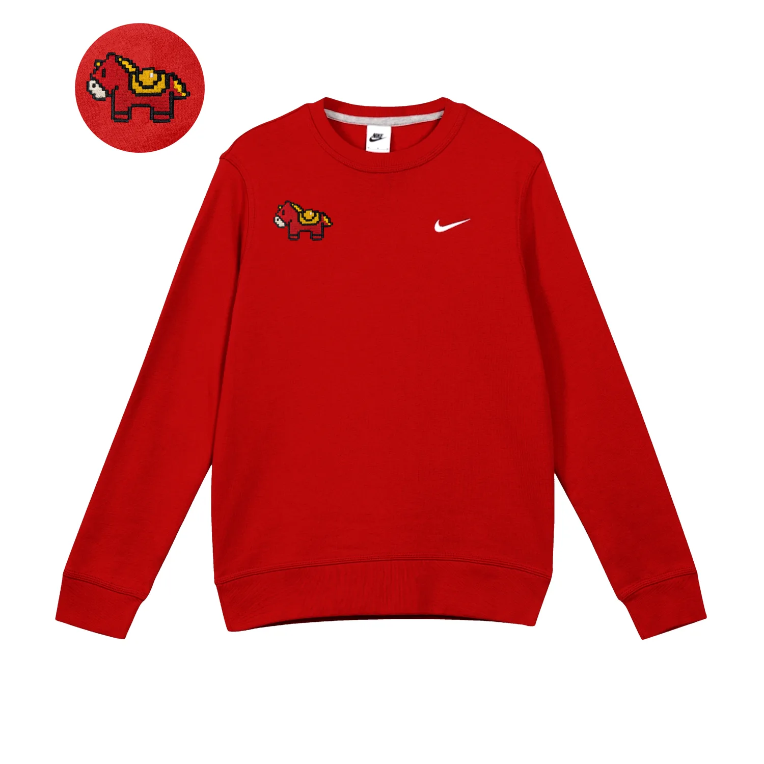 Nike Клубный свитшот мужской красный с круглым вырезом Moderate Regular — фото 3