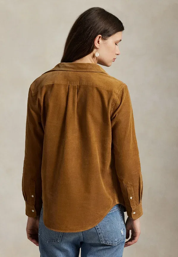 Рубашка из хлопкового вельвета классического кроя Polo Ralph Lauren, цвет загар — фото 3