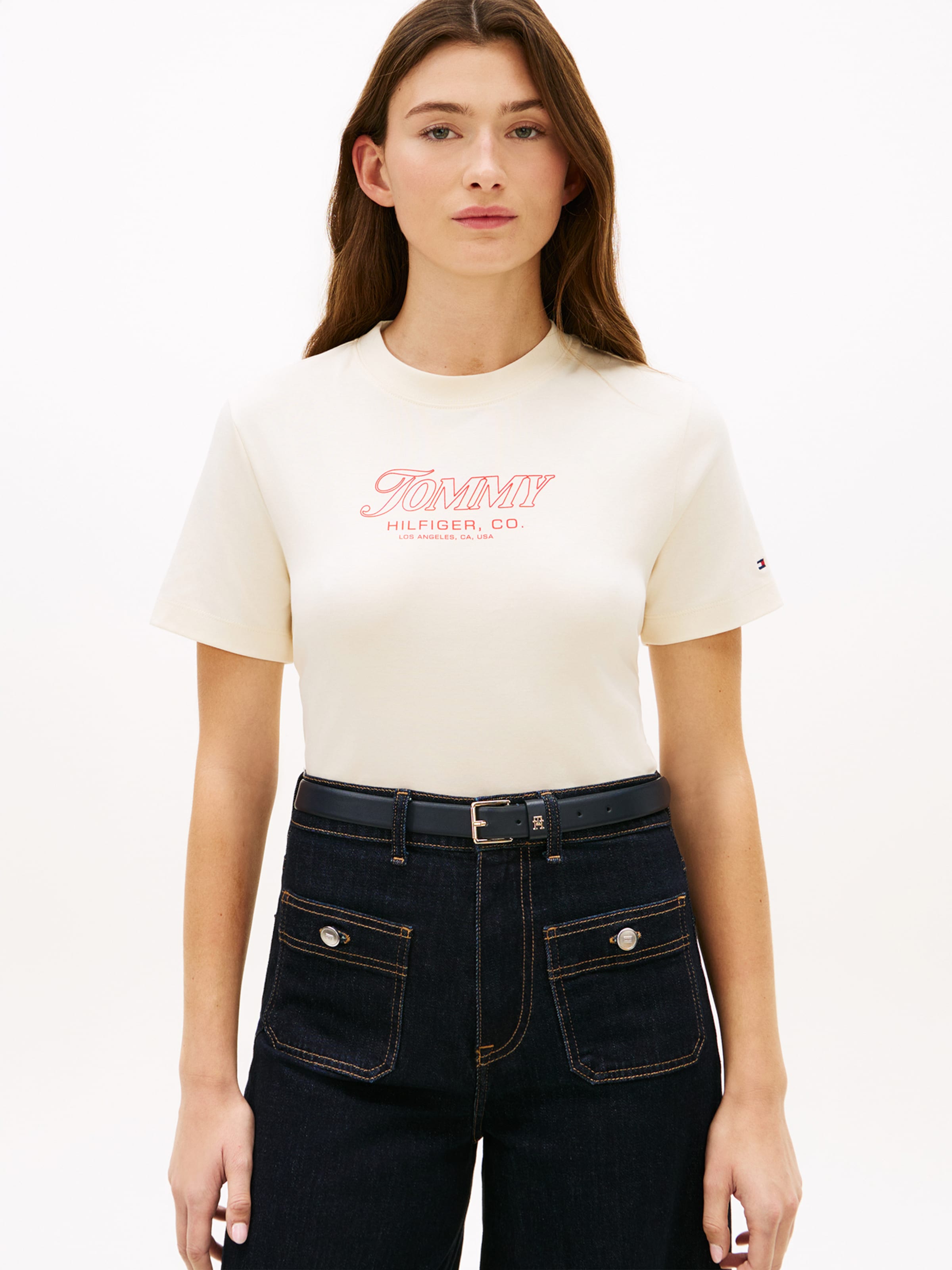 TOMMY HILFIGER Футболка 'Tilt' в светло-бежевом цвете — фото 3