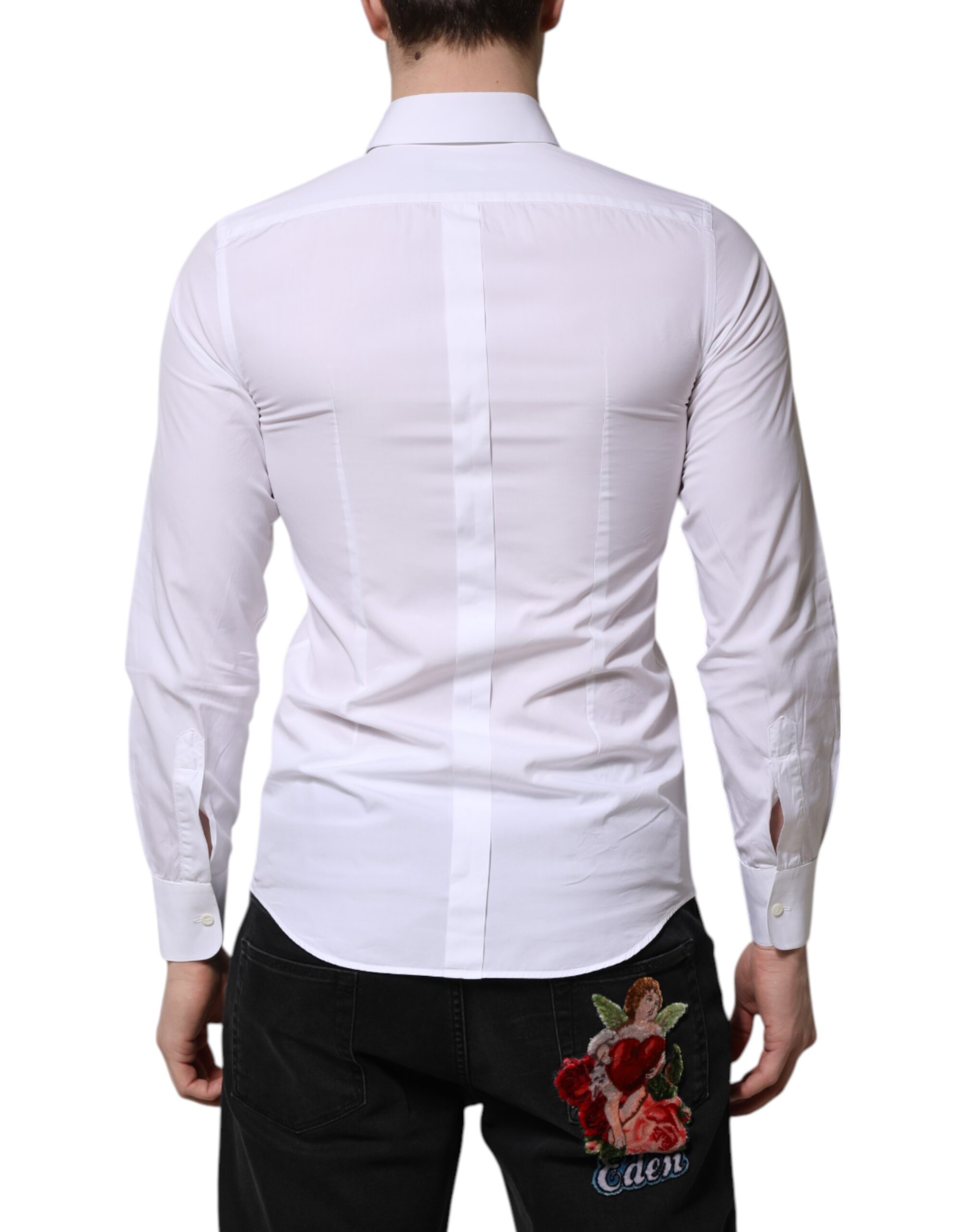 Белая хлопковая рубашка GOLD с длинными рукавами для мужчин Dolce & Gabbana, White — фото 3