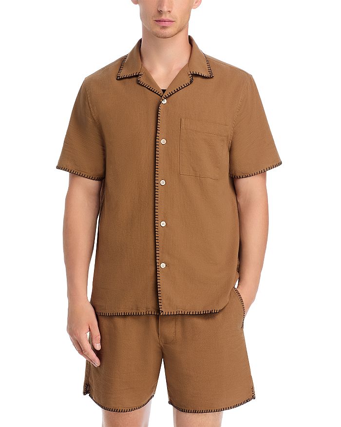 

Рубашка Relaxed Fit с декоративной строчкой и кэмп-воротником Madewell, коричневый