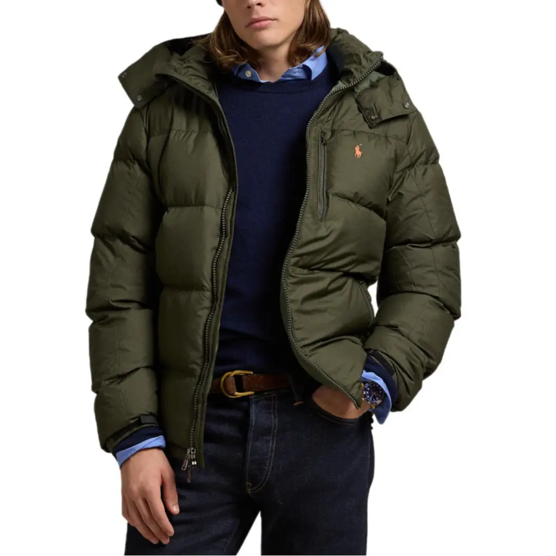 Пуховик с капюшоном Polo Ralph Lauren, оливковый зеленый — фото 3