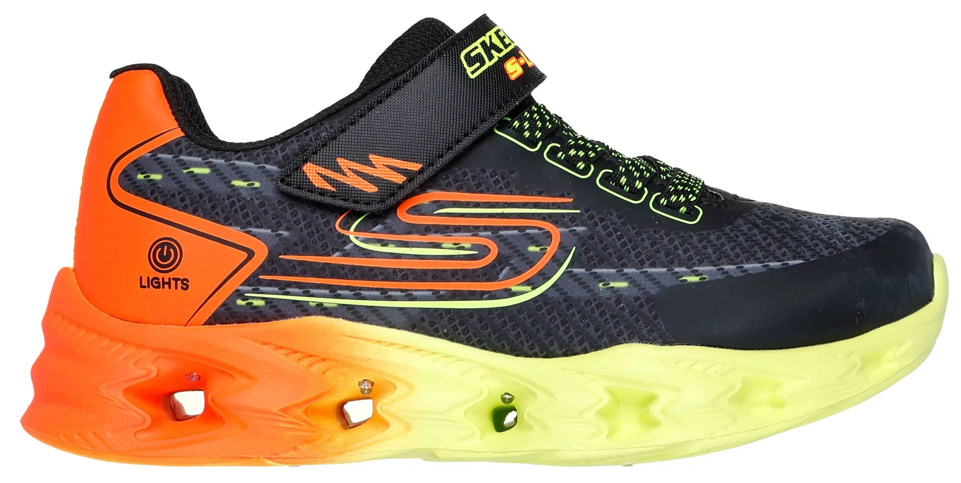 Детские кроссовки Skechers "VORTEX 2.0", мигающая обувь, светодиодная обувь, обувь на липучке с мигающей подошвой Skechers Kids, черный — фото 3