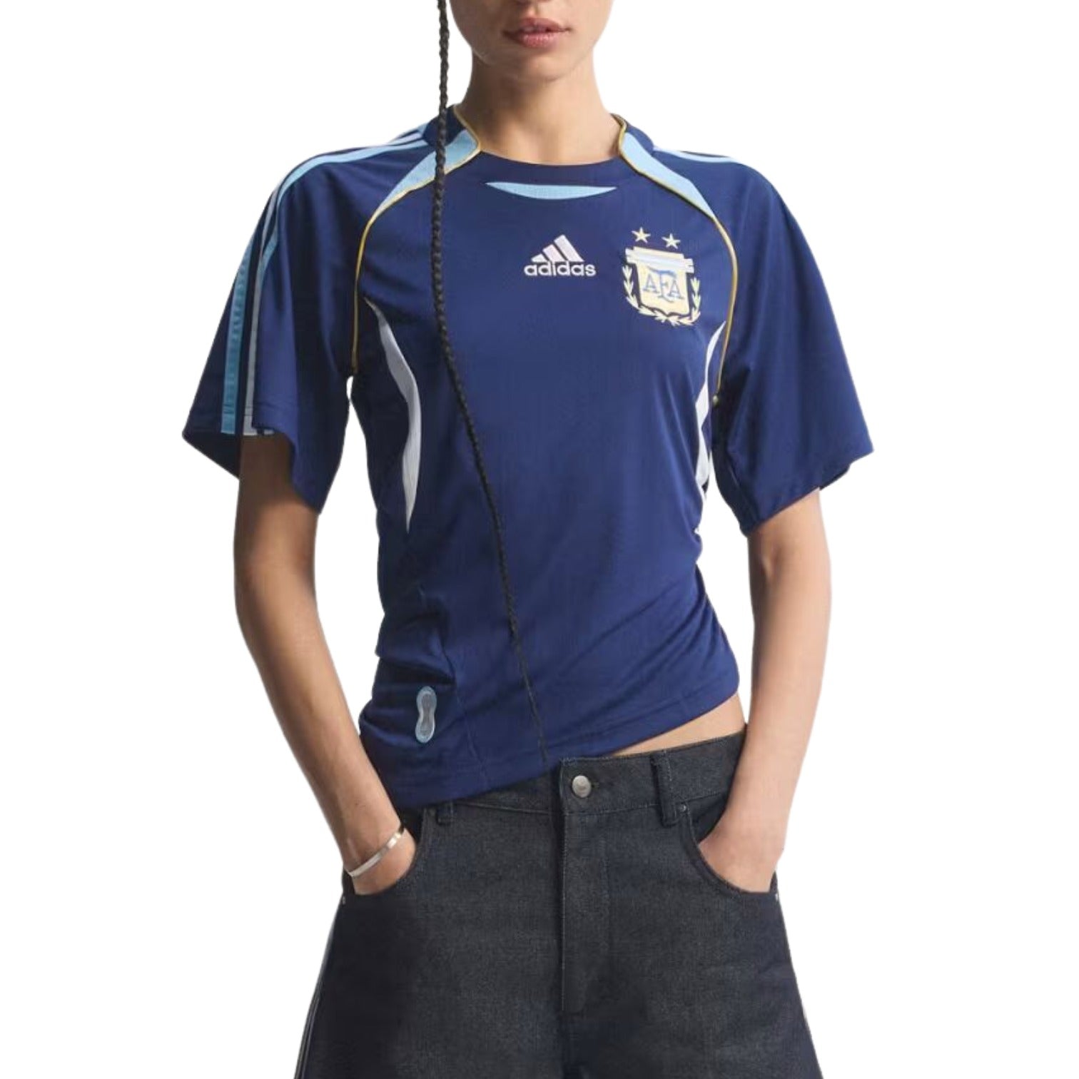 (WMNS) Футболка Adidas Argentina Reconstructed Bringback 'Dark Blue' — фото 2