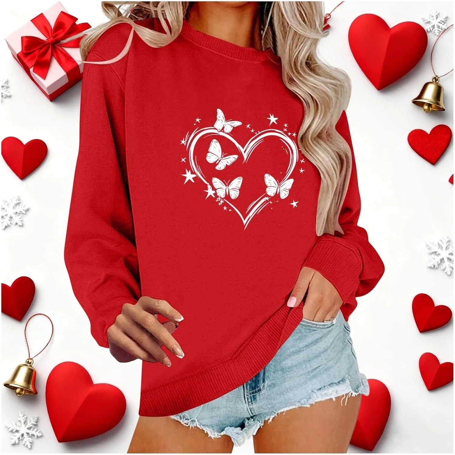 Футболка Valentine's Day с принтом в виде сердца, женская, плюс сайз — фото 4