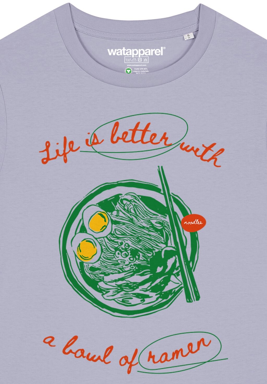 

Футболка с принтом LIFE IS BETTER WITH RAMEN watapparel, фиолетовый