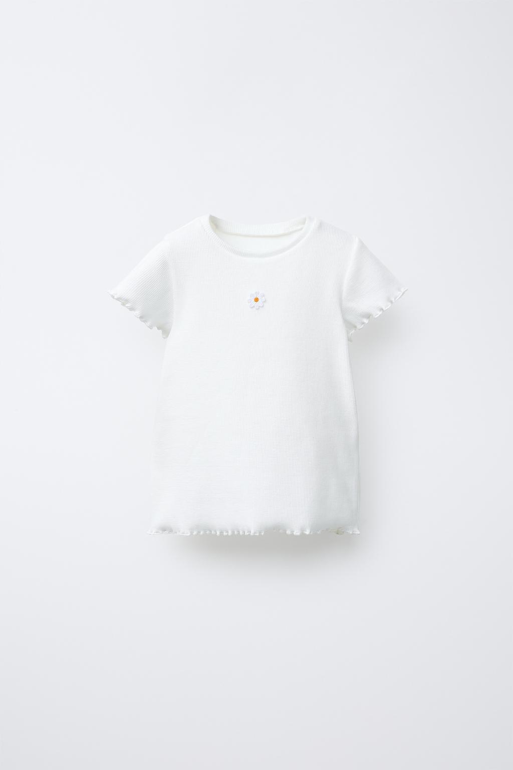 

Вышитый топ в рубчик ZARA, белый