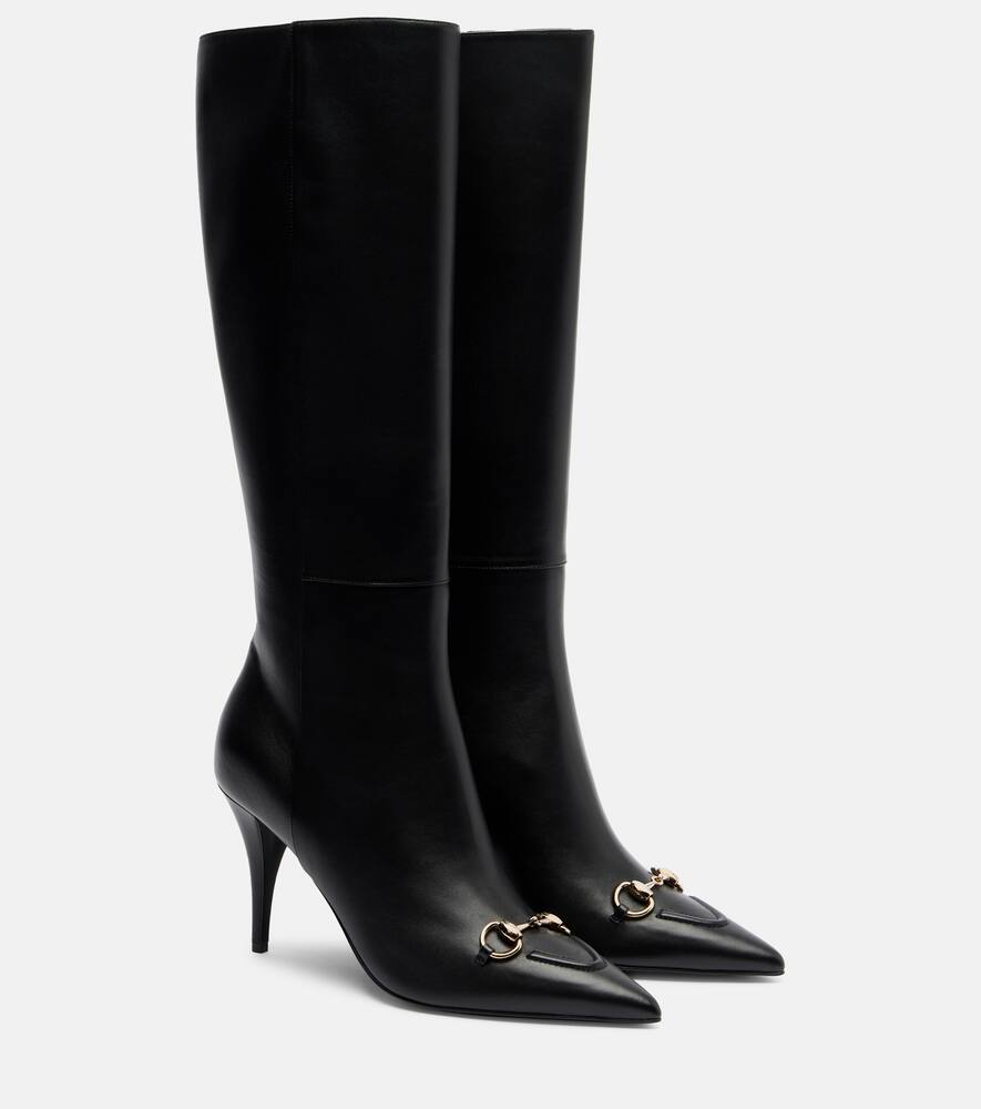 Кожаные ботинки Erin до колена Gucci, Nero