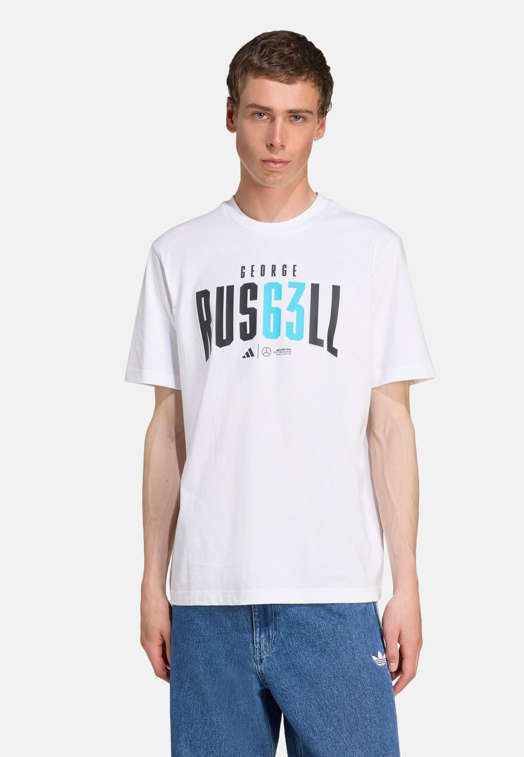 

Футболка с принтом AMG PETRONAS NAS FORMULA ONE TEAM GEORGE RUSSELL TEE Adidas Performance, белый
