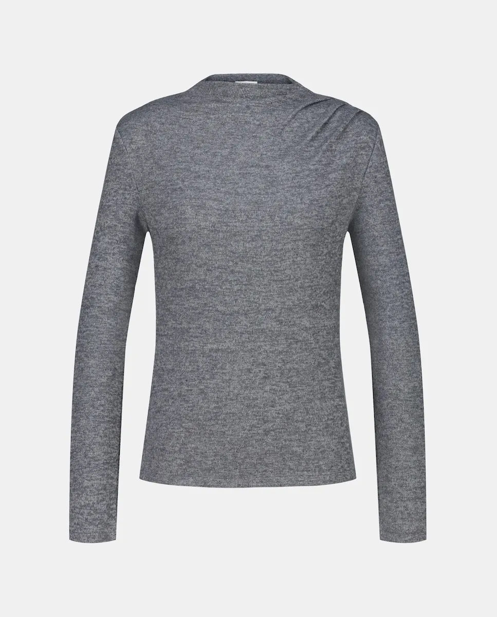 

Женская футболка с длинным рукавом и воротником перкинс Easy Wear, светло-серый