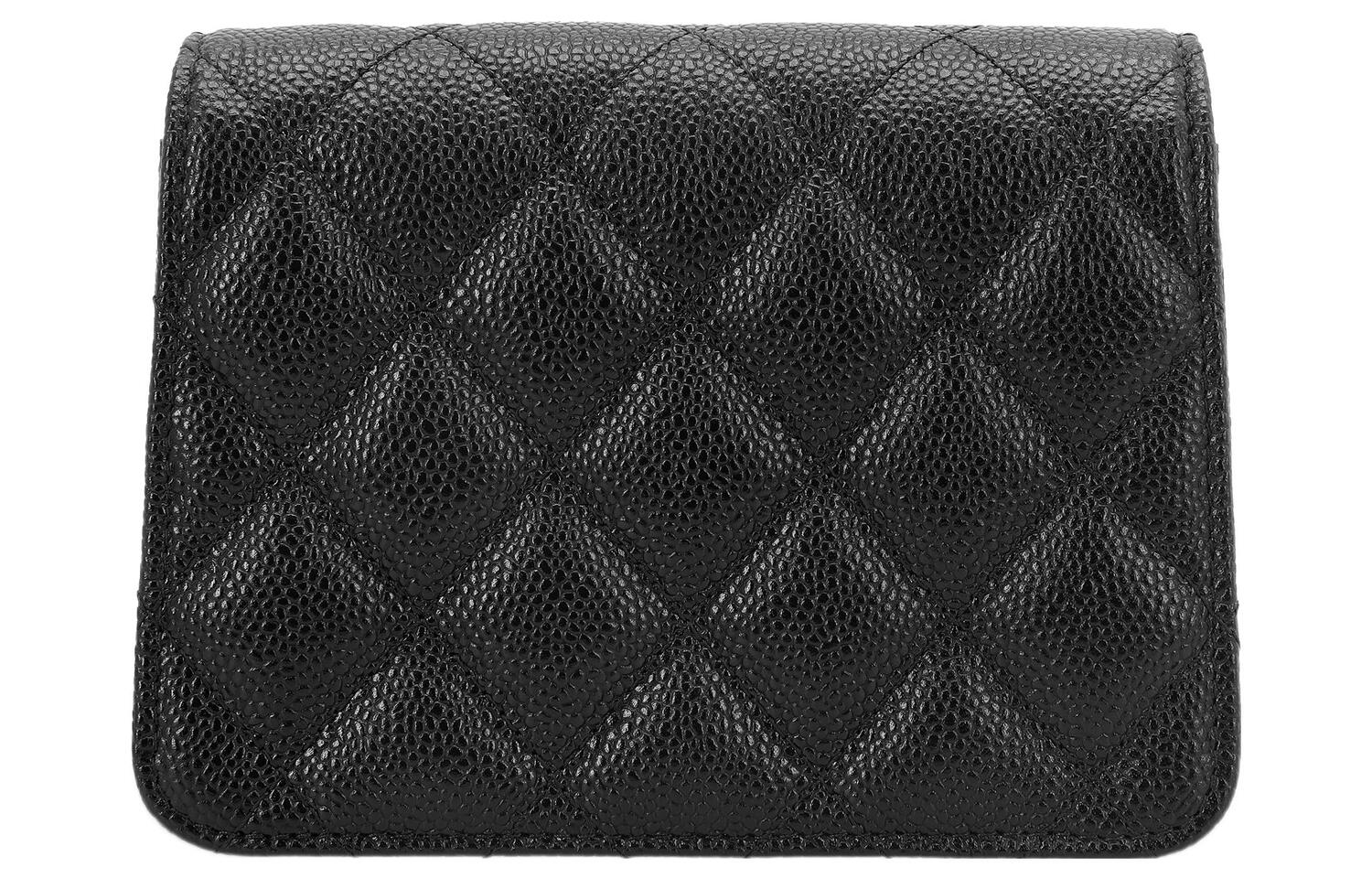 Мини-кардхолдер на цепочке с лентой черный CHANEL — фото 3