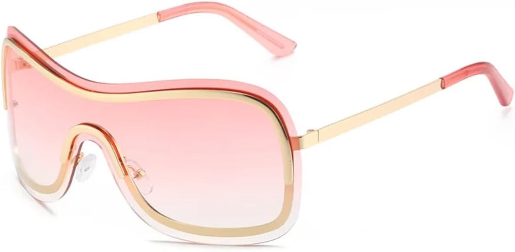 

Большие солнцезащитные очки для женщин, модные солнцезащитные очки с градиентным переходом, мужские безободковые очки с защитой от УФ-излучения UV400 VVTWSSW, Gold Pink