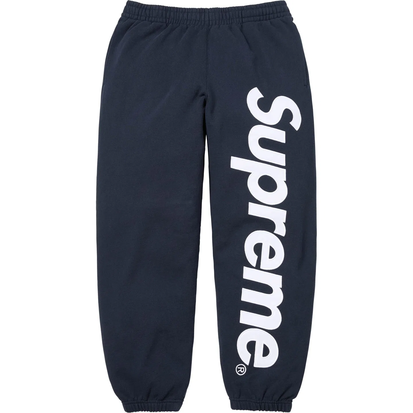 Трикотажные спортивные штаны Supreme с сатиновой аппликацией, морской синий