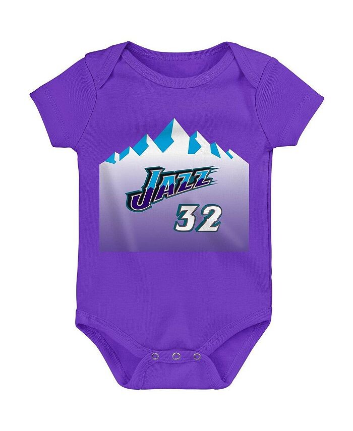 Боди Karl Malone Purple Utah Jazz для новорожденных, классическое имя и номер Mitchell & Ness, фиолетовый — фото 3