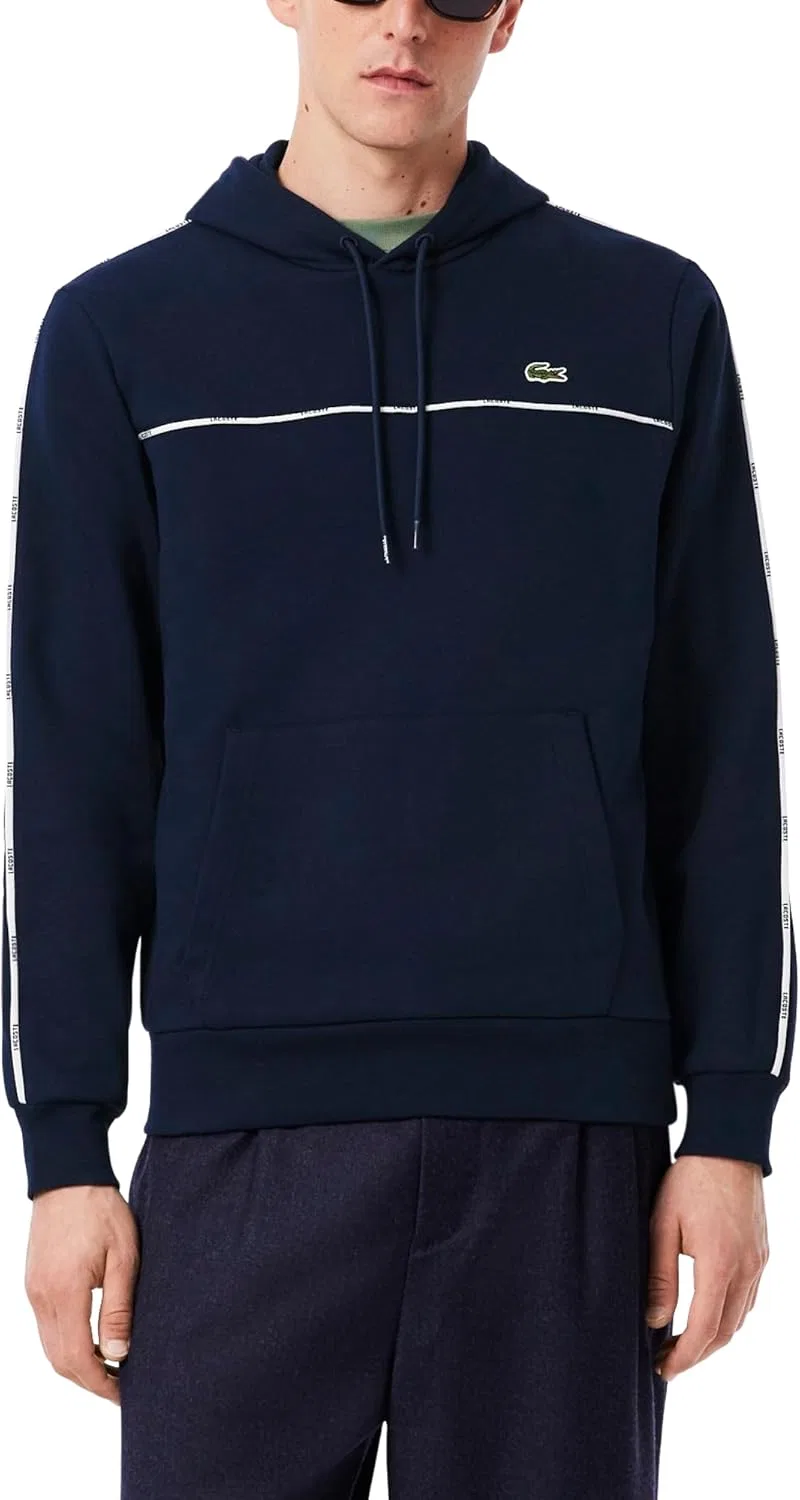 Толстовка с капюшоном Lacoste, классическая посадка, синий