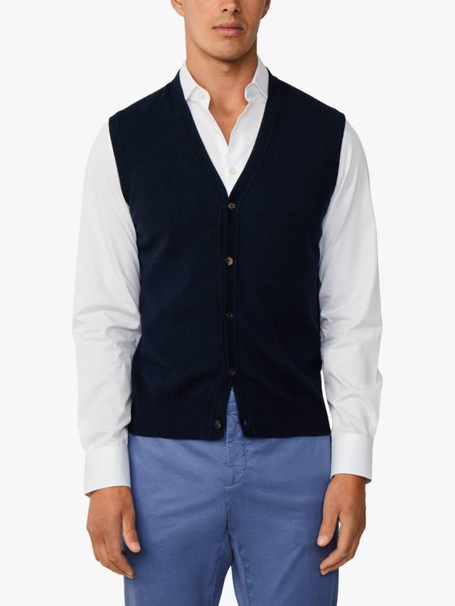 

Вязаный жилет из смеси мериносовой шерсти и кашемира Hackett London, Midnight Blue