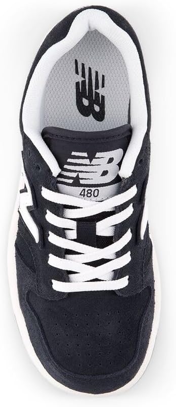 Детские кроссовки New Balance 480 V1 на шнуровке (унисекс), белый/черный — фото 4