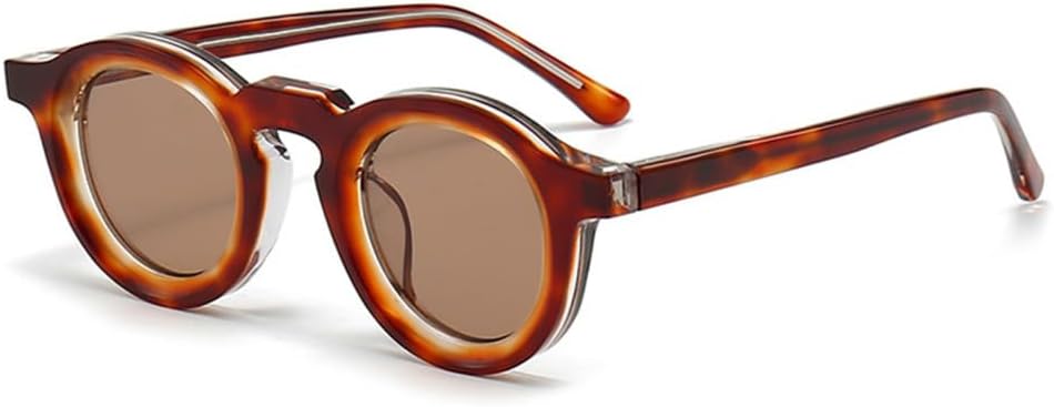 

Солнцезащитные очки с толстой оправой из ацетата для мужчин и женщин, винтажные ретро круглые солнцезащитные очки для активного отдыха с защитой от УФ-излучения UV400 HDUBFY, C4