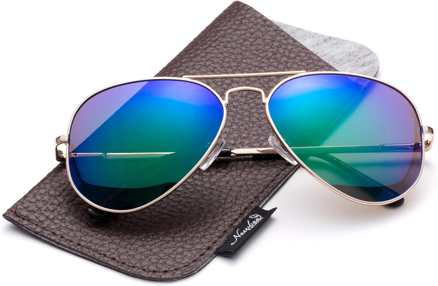 

Поляризованные солнцезащитные очки-авиаторы с зеркальными линзами. Классические поляризованные солнцезащитные очки-авиаторы, маленький размер Newbee Fashion Sunglasses, Green Mirror