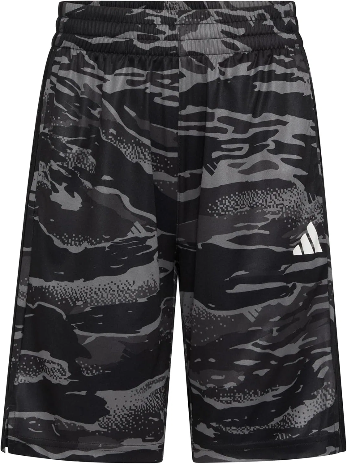 Детские шорты Adidas AOP Tiger Camo с тремя полосками, черный