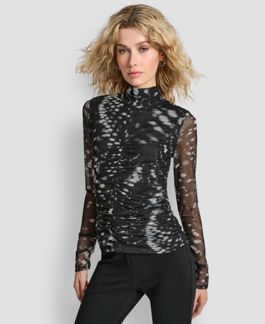 

Женская блузка с принтом и высоким воротником DKNY, Reflected Lights