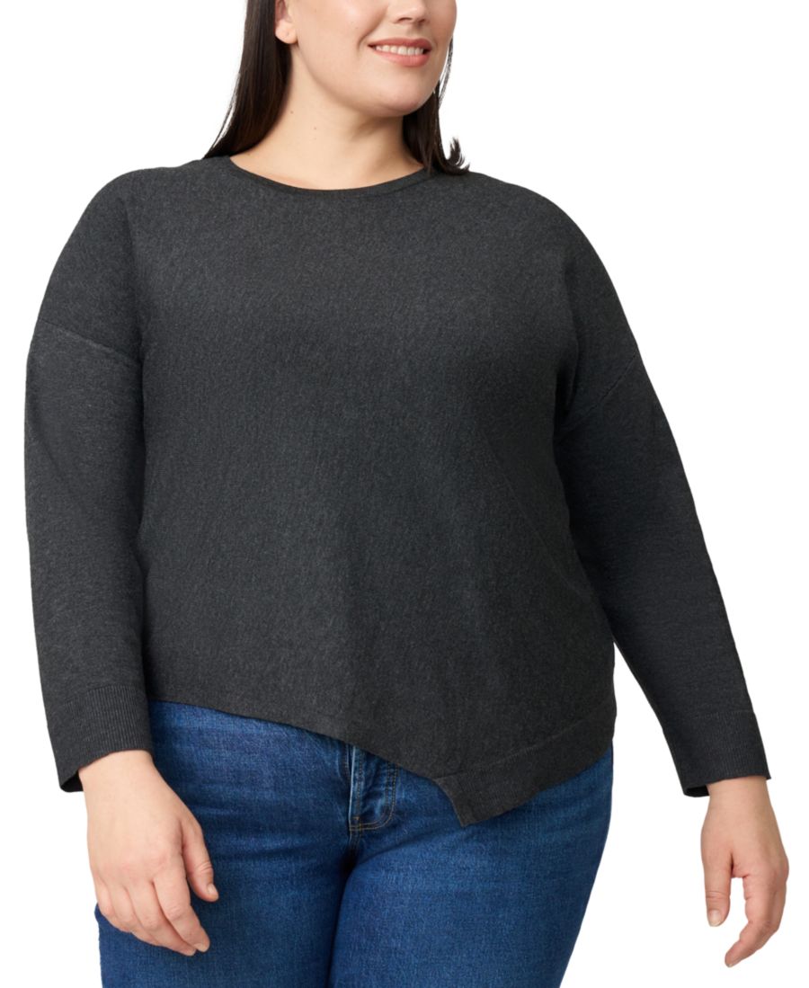 

Свитер-туника большого размера с асимметричным низом Melissa Paige, Charcoal Grey