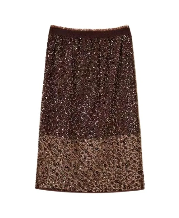 

Длинная юбка из тюля с пайетками Twinset, коричневый