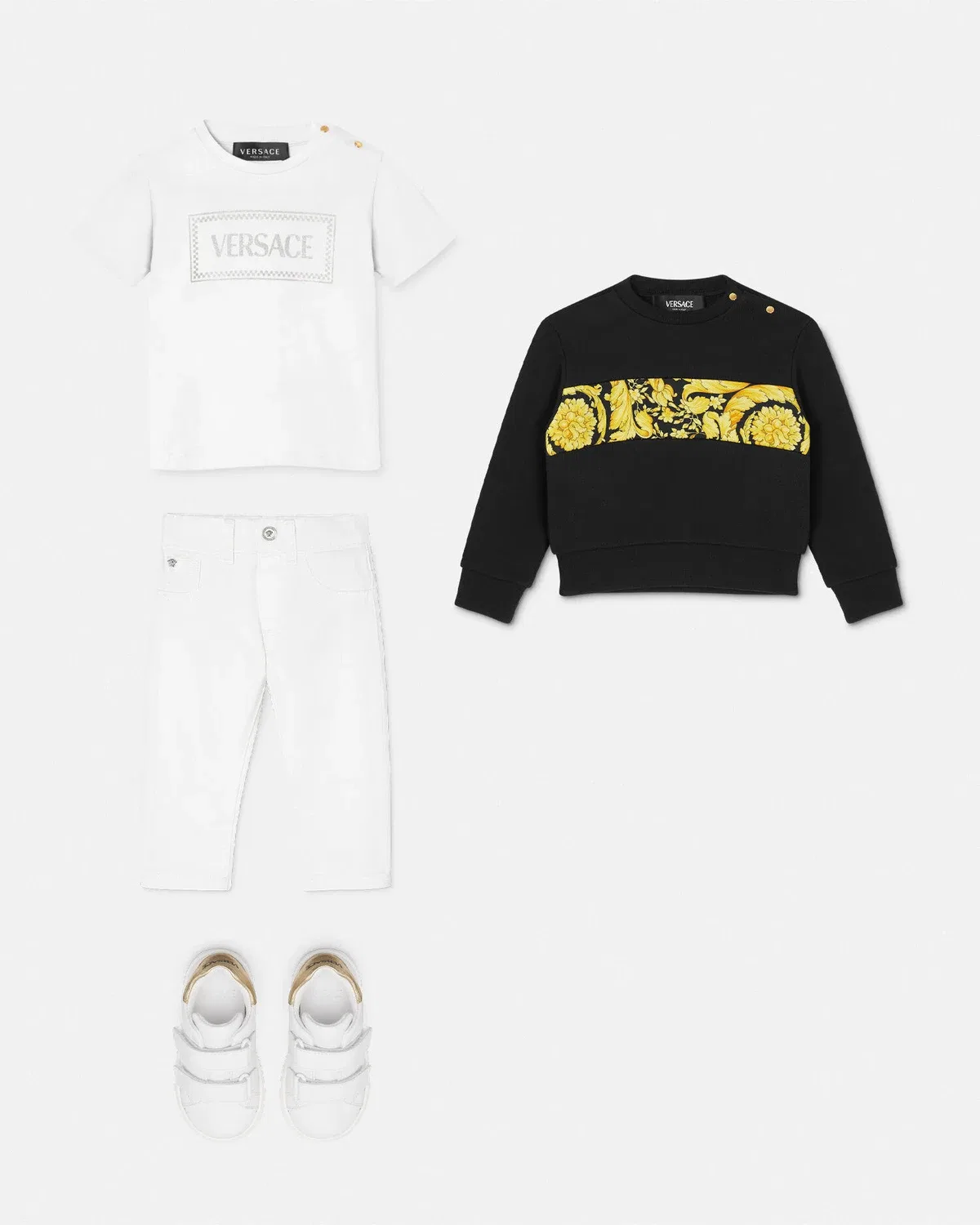 Винтажная футболка с логотипом 90-х для малышей VERSACE, белый — фото 2