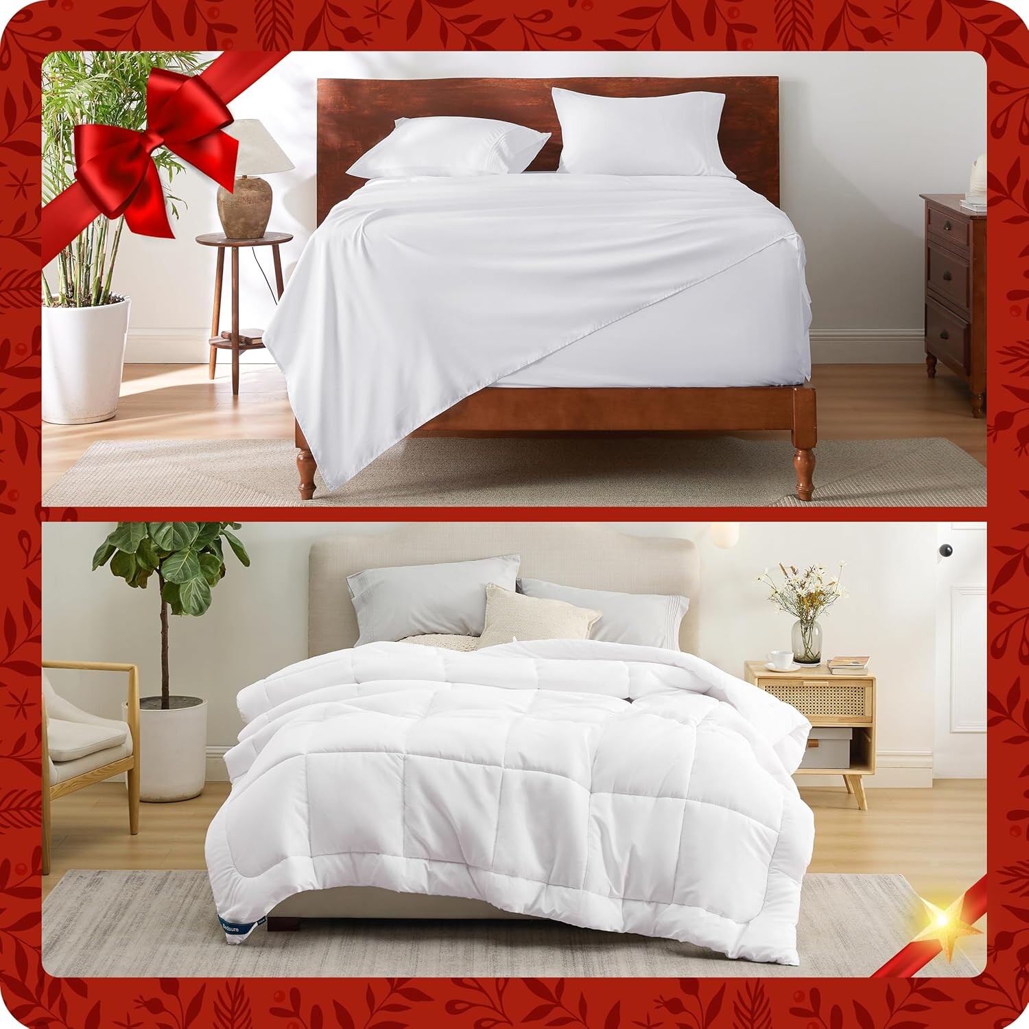 

Комплект постельного белья с глубокими карманами + пододеяльник Bedsure