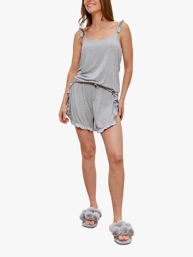 

Комплект пижамы Bamboo Rich с ками и оборками Pretty You London, Grey Marl