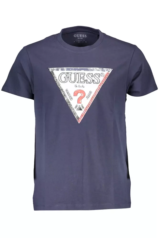 

Синяя хлопковая мужская футболка Guess Shoes