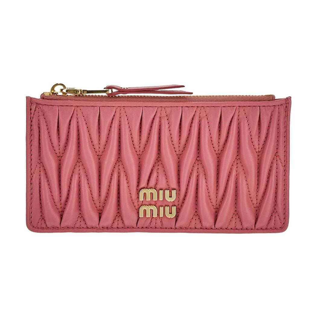 

MIU MIU Кошелек для карт из матовой кожи матлассе, женский, pink