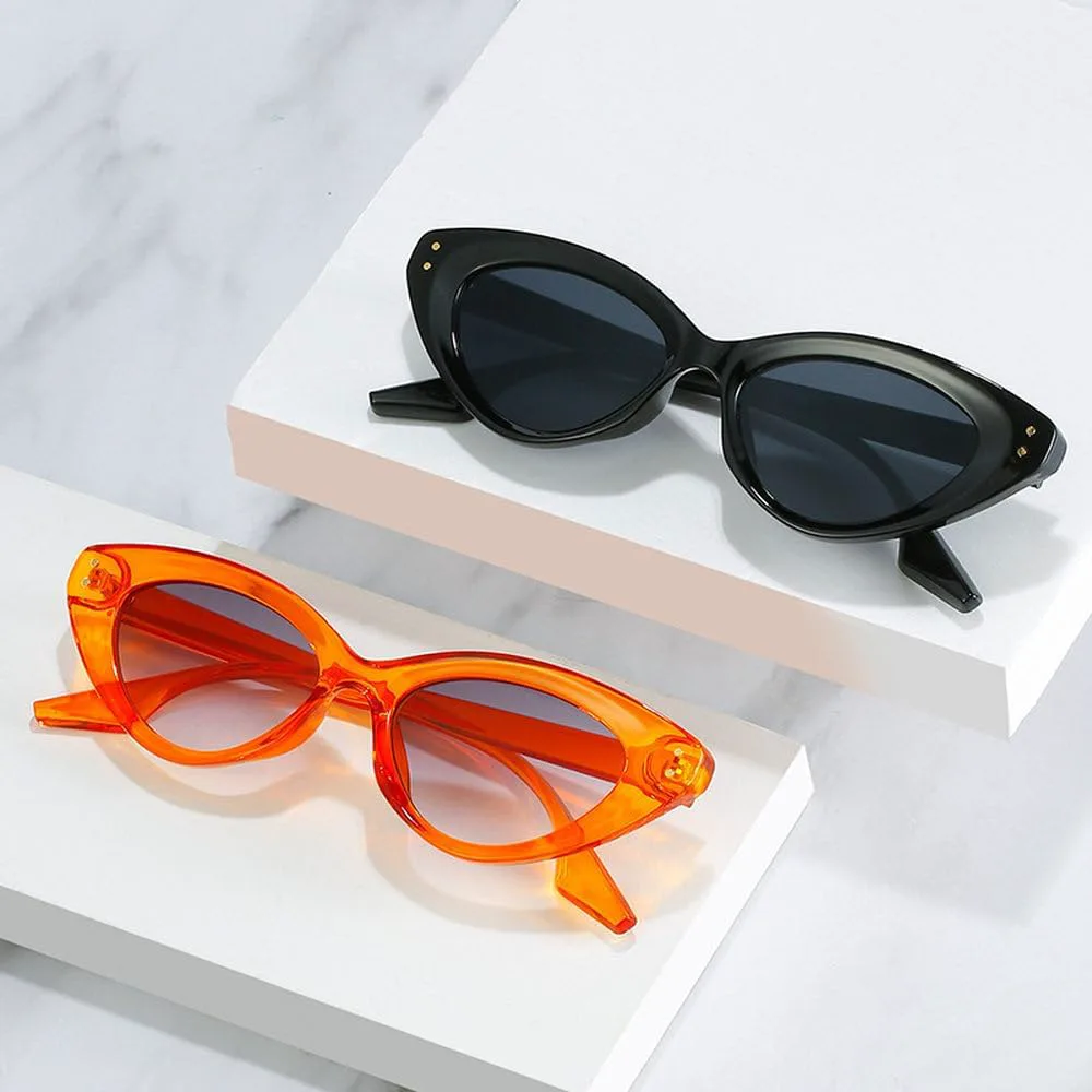 

MUTYNE Модные солнцезащитные очки «кошачий глаз» для женщин в стиле ретро, ​​с заклепками, для уличной стрельбы, защита от ультрафиолета UV400, C6 Pink Light Yellow