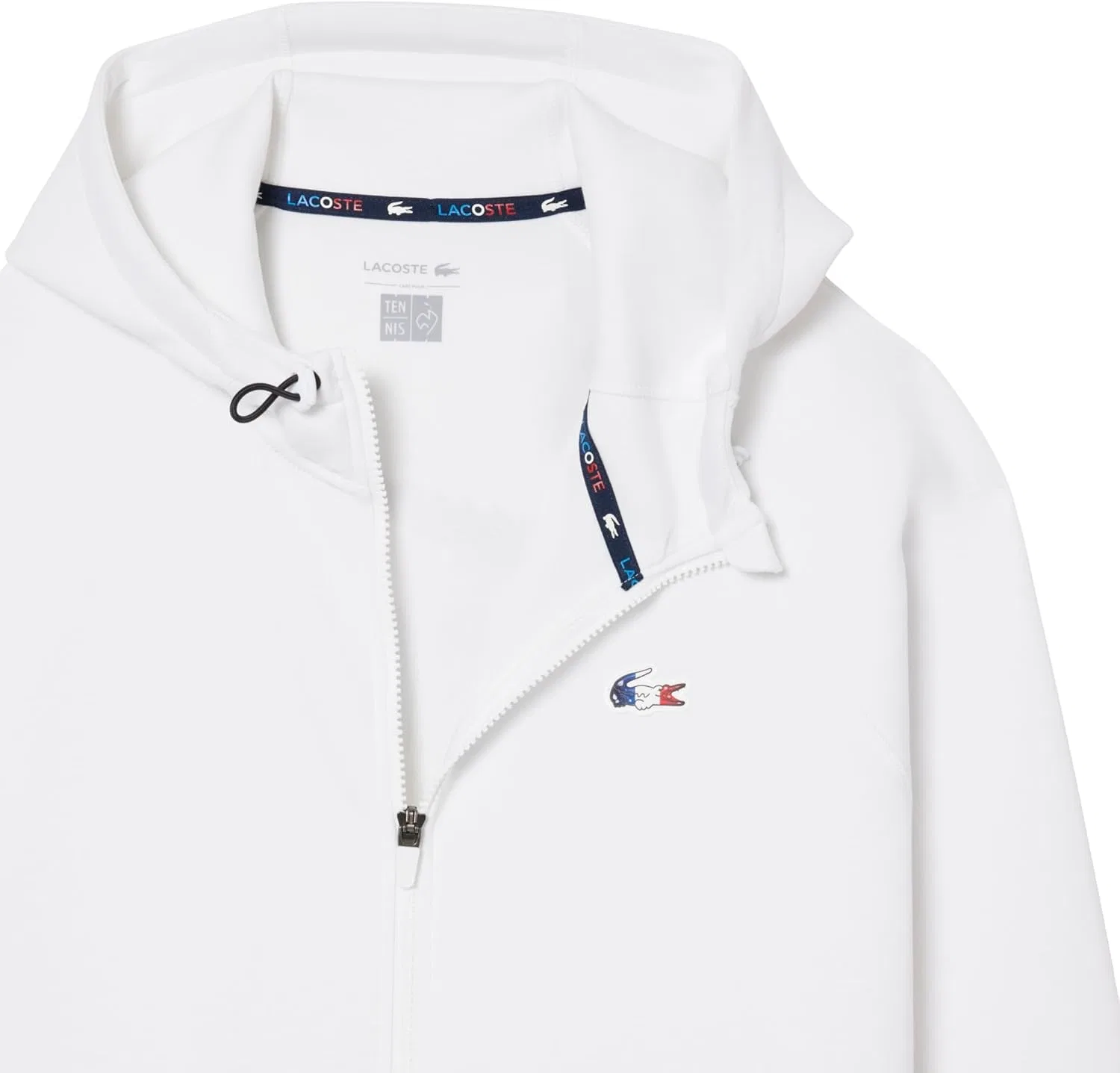 Толстовка Lacoste унисекс для взрослых с изображением французской теннисной команды, на молнии, белый — фото 2
