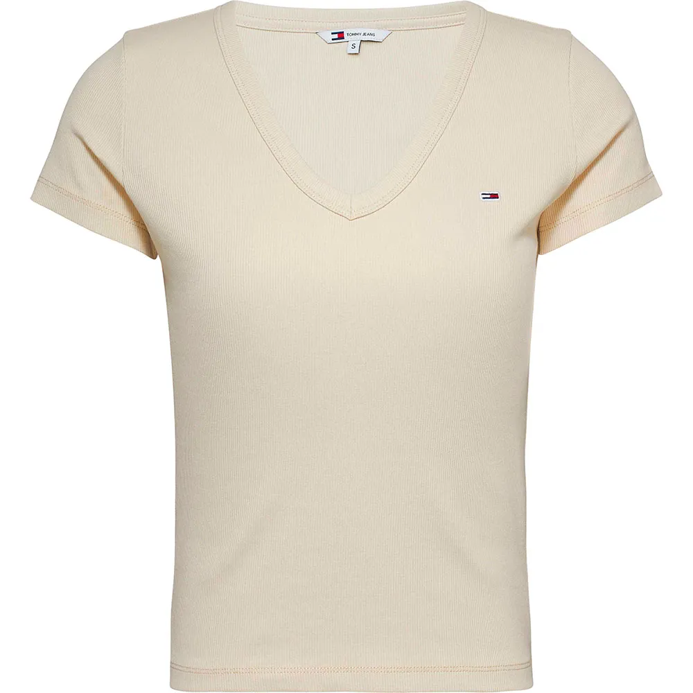 

Футболка Tommy Jeans DW0DW17385 short sleeve v neck, бежевый