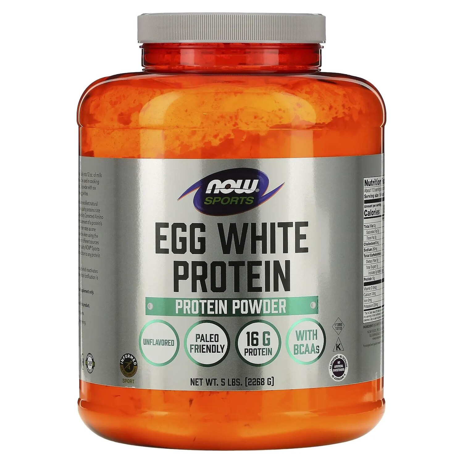 

Now Foods Sports Egg White Protein Powder 5 lbs (2268 g)