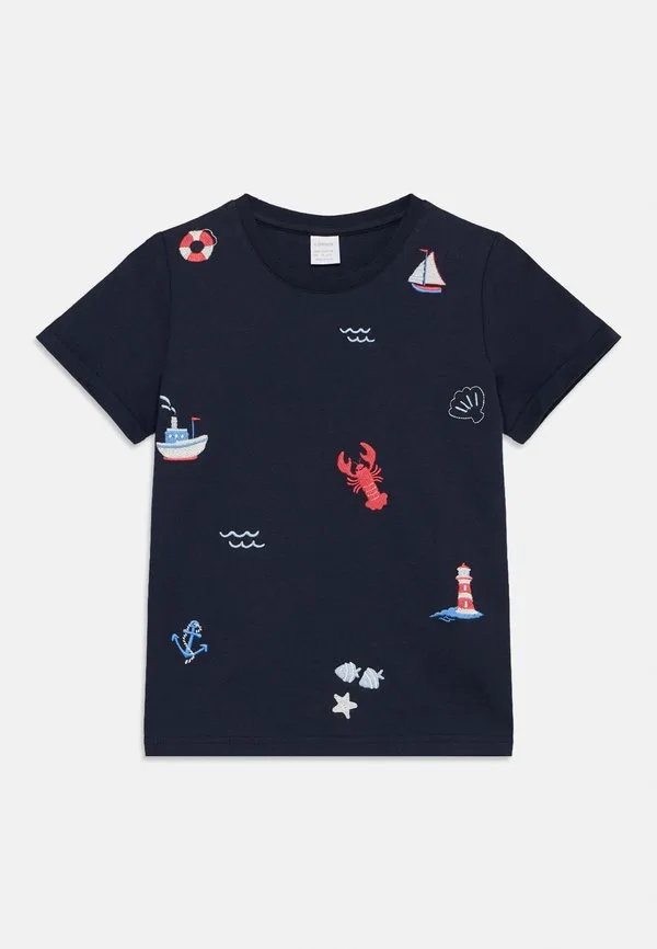 Футболка с мини-вышивкой Lindex, Navy — фото 3