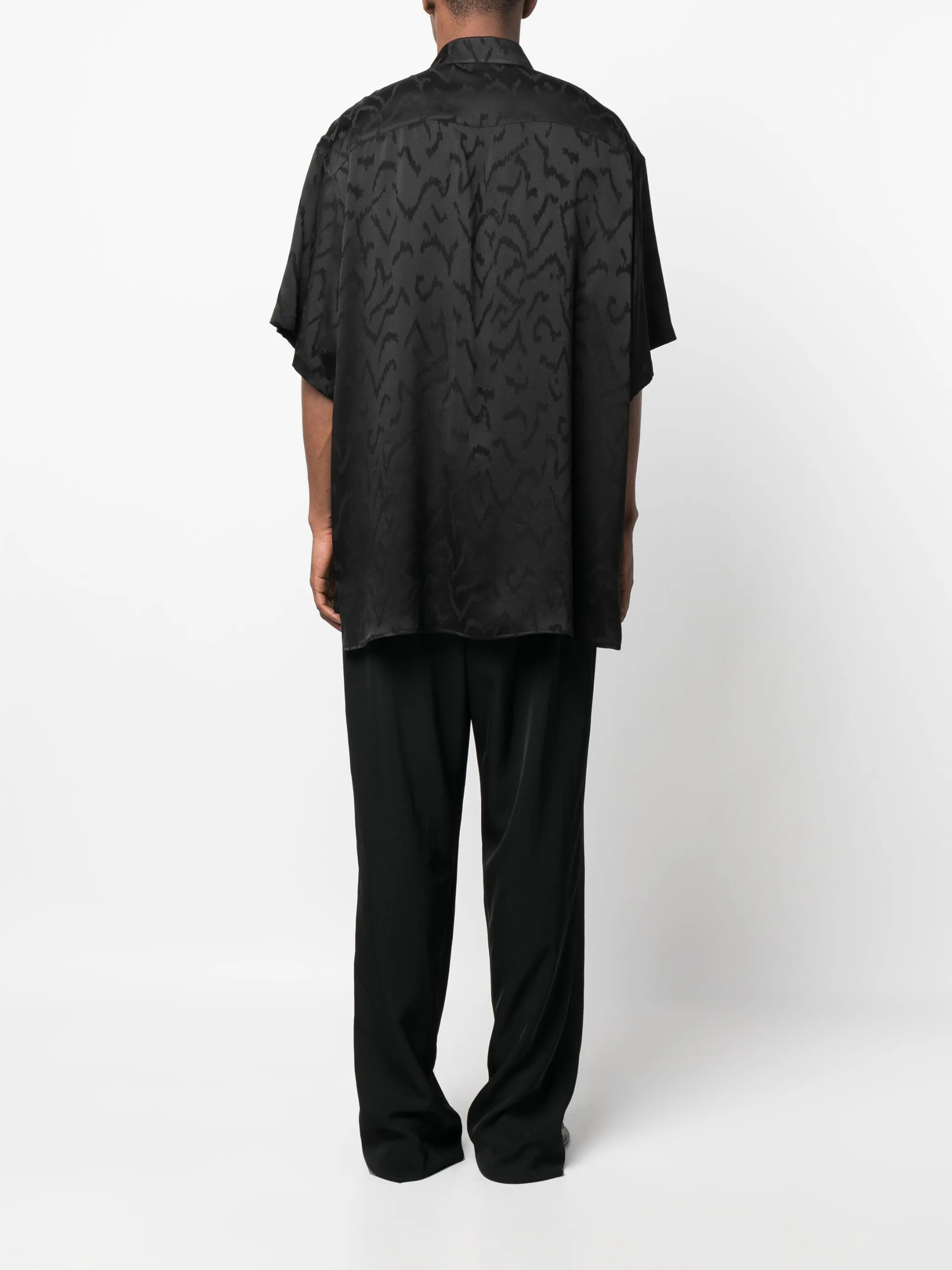 Жаккардовая рубашка с короткими рукавами Saint Laurent, черный — фото 4