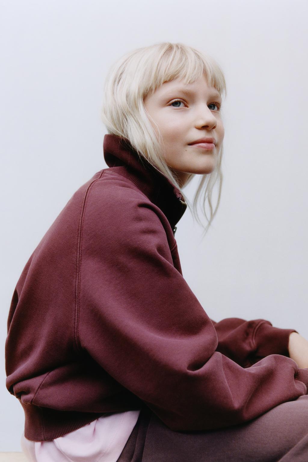 

Толстовка на молнии с этикеткой ZARA, цвет Wine
