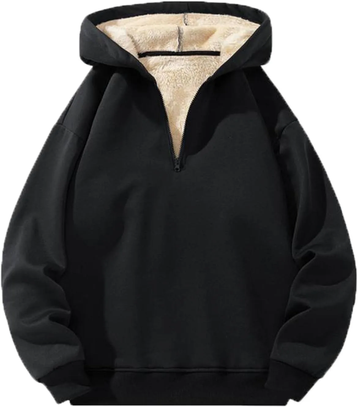 

Мужская толстовка с капюшоном Sherpa на четверть молнии, утепленная, с флисовой подкладкой Xiaojmake