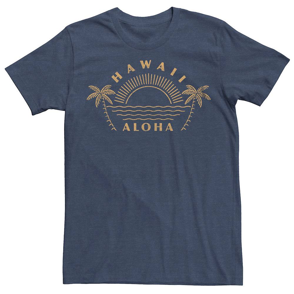 

Мужская футболка Hawaii Aloha Sunrise Beach с рисунком пальм Licensed Character, цвет Navy Heather