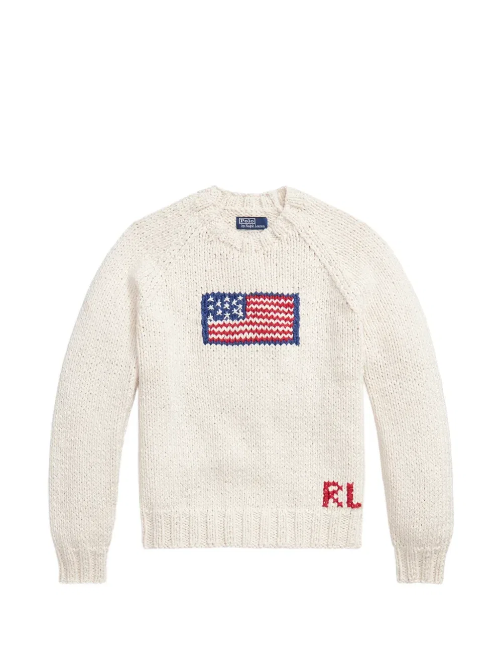 Толстый вязаный свитер с флаговым интарсионным узором POLO RALPH LAUREN, бежевый