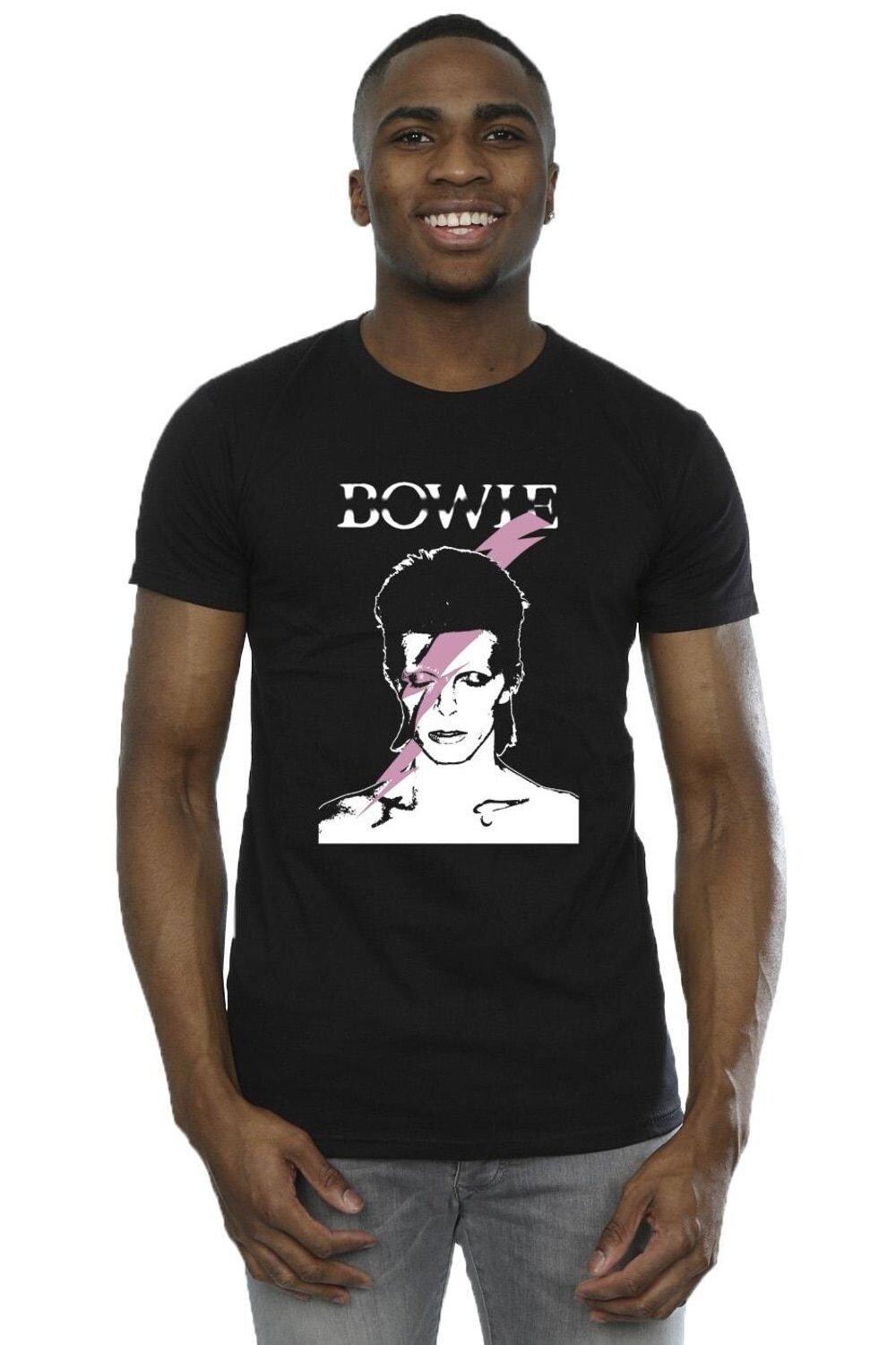 

Розовая футболка с вспышкой David Bowie, черный