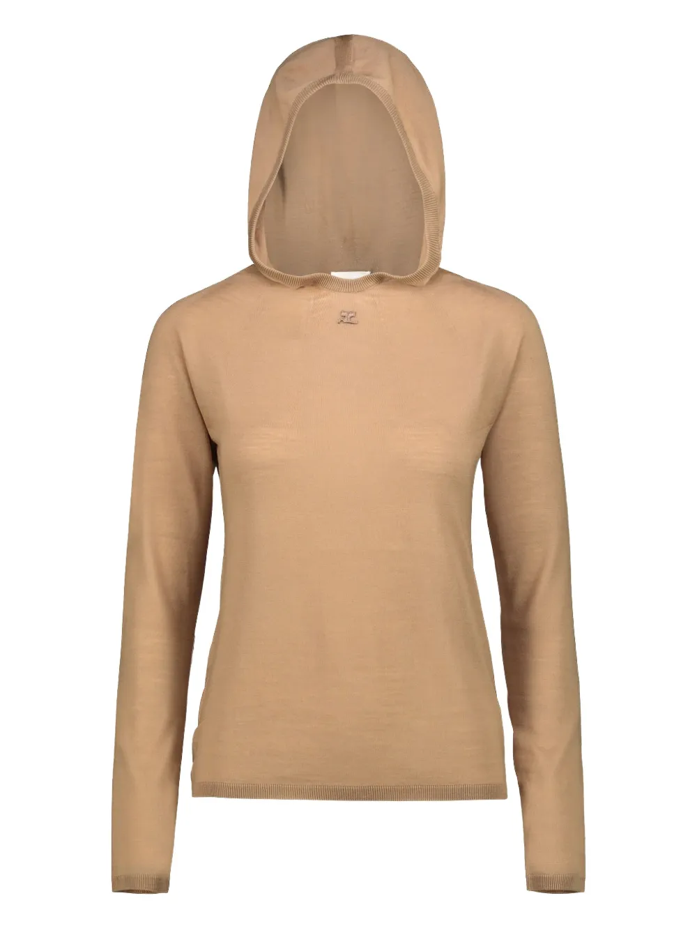 

Шерстяное худи с вышитым логотипом Courrèges, бежевый