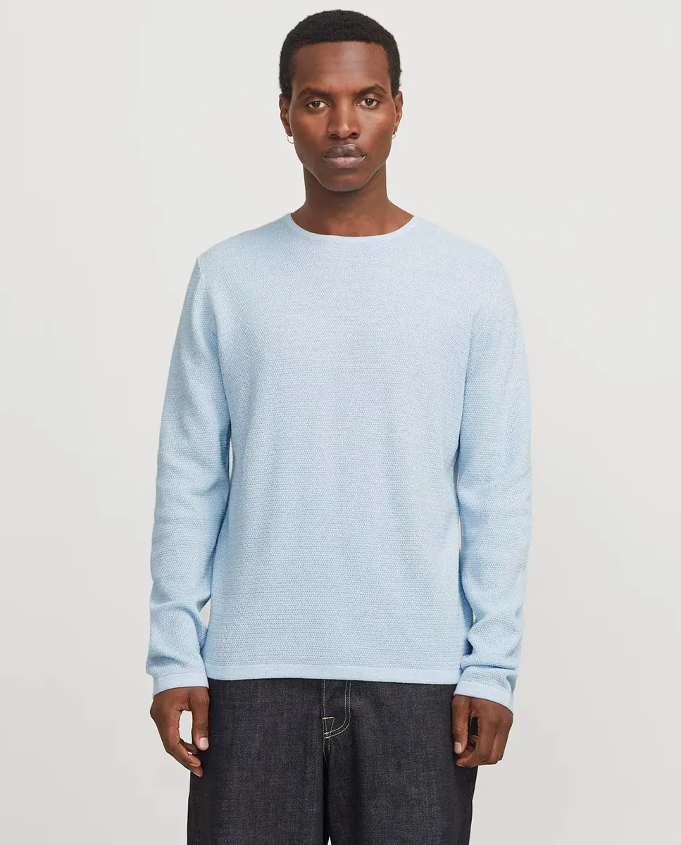 

Мужской вязаный свитер с длинными рукавами свободного кроя Jack & Jones, голубой