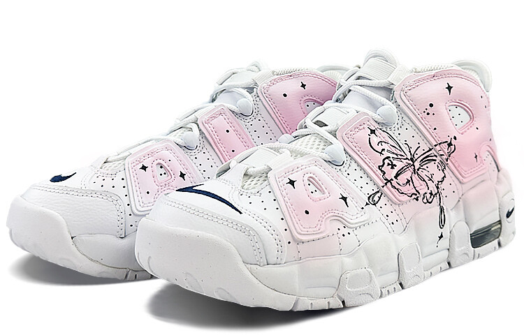 Кроссовки Nike Air More Uptempo Vintage Basketball Shoes Women's Mid-Top Pink Black — фото 4