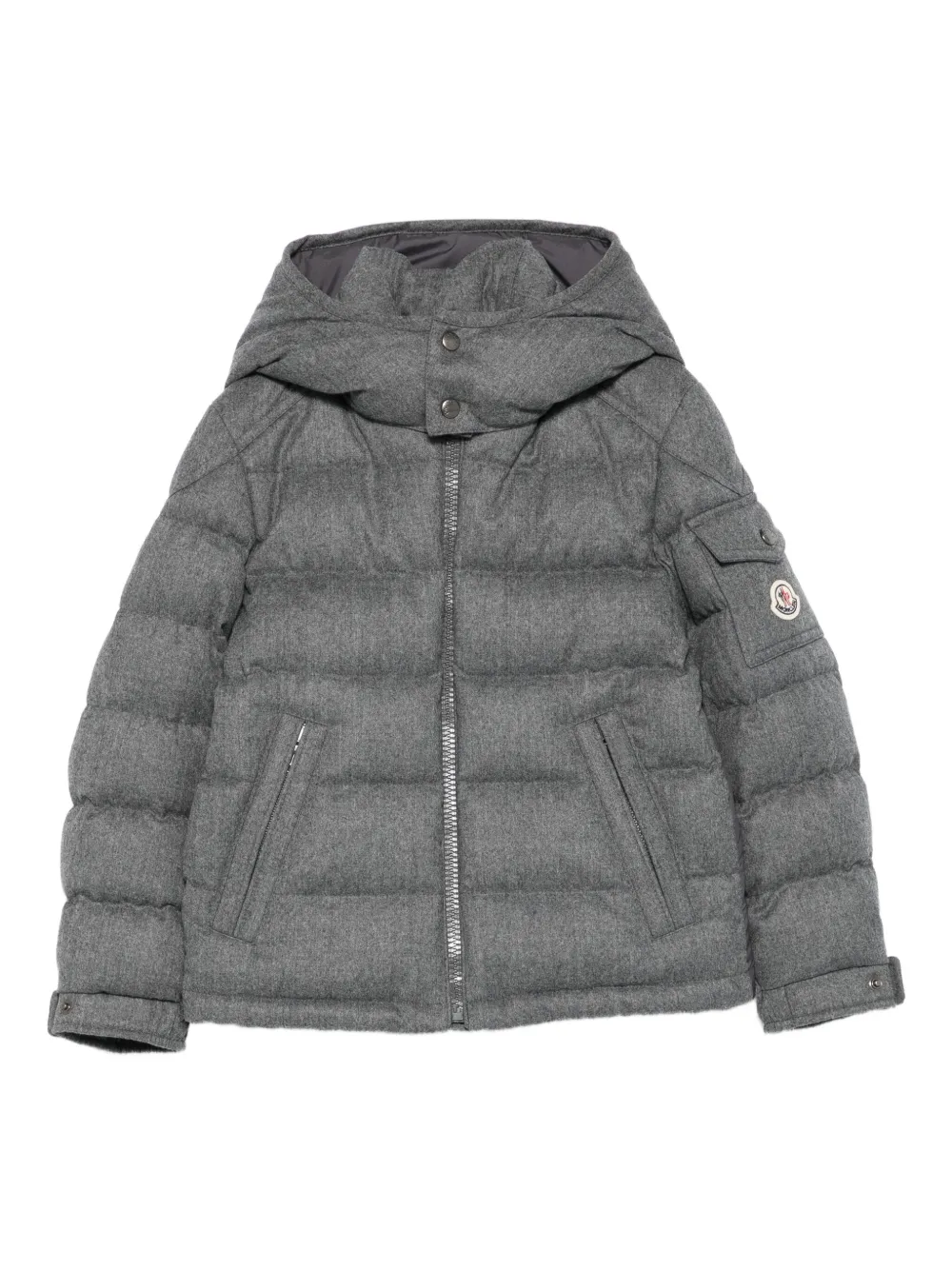 

Шерстяной пуховик Montgenevre с капюшоном Moncler Enfant, серый