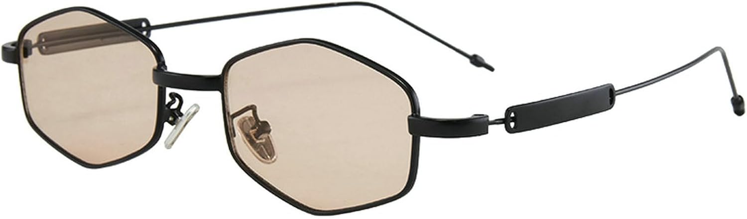 

Модные шестиугольные солнцезащитные очки для женщин и мужчин в стиле ретро с золотой металлической оправой, прямоугольные солнцезащитные очки с защитой от УФ-излучения UV400 mincl, Brown